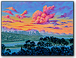 Brilliance of a New Dawn by Joan Hansen is a painting of sunrise over San Diego.