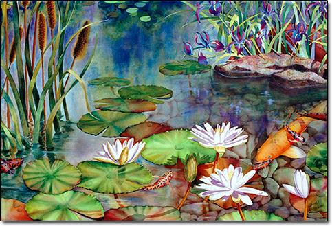 Koi Water Garden by Joan Hansen