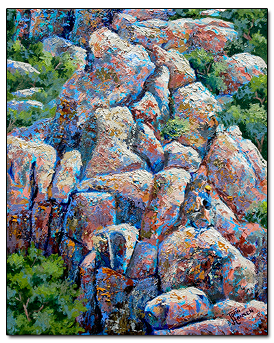 Rock Climbers at Mission Trails Park 2 by Joan Hansen